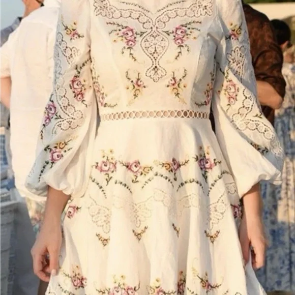 ZIMMERMANN Allia Lace Trimmed Embroidered Dress, Size 2 VGUC - Picture 4 of 13
